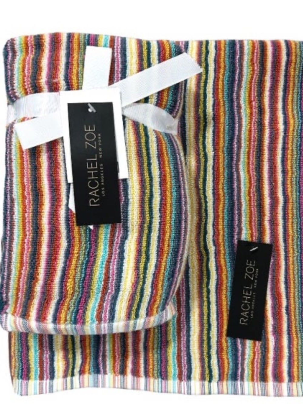 Rachel Zoe Rainbow Striped Bath and Hand Towel Set